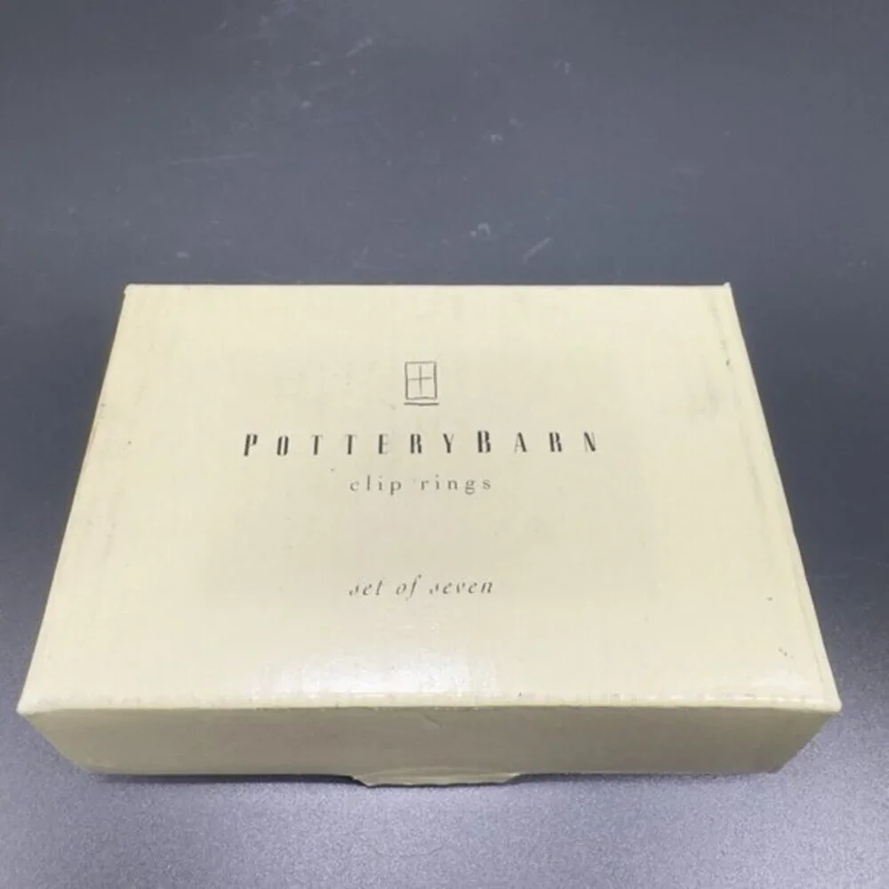 Pottery Barn Metal Clip Rings‎ Brushed Nickel Set of 14 Curtain Rings New In Box